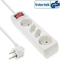 InLine Stekkerdoos met 4 contacten (2+2) en schakelaar / wit - 1,5 meter