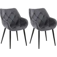CLP Tanna Set van 2 eetkamerstoelen - Met armleuning - Fluweel/donkergrijs