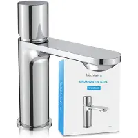 Bächlein badkamerkraan Isaya in modern design, eengreepsmengkraan met duurzame keramische cartridge en installatieset, badkamerkraan in chroom