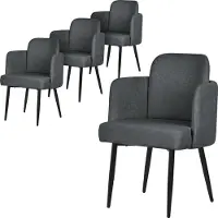 ML-Design Set van 4 eetkamerstoelen met rugleuning & armleuning antraciet met metalen poten tot 120 kg