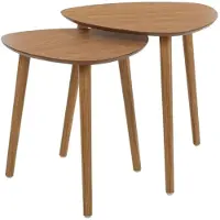 H&S Bijzettafeltjes - set 2x stuks Ancona - lichtbruin - D40 x H41 cm/D45 x H45 cm - dennenhout