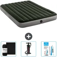 Intex Luchtbed - 2-Persoons - 152 x 203 x 25 cm - Groen - Hoeslaken - Pomp en Reparatieset
