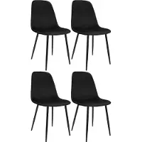 CLP Maryam Set van 4 eetkamerstoelen - klassiek - met rugleuning - zwart metalen frame - belastbaar tot 150 kg - Fluweel/zwart