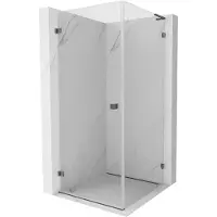 Mexen Lunar-B L Douchecabine draaibaar links 80 x 80 , transparant, geborsteld geweergrijs - 832L-080-080-66-00-L