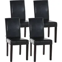 CLP Set van 4 eetkamerstoelen Ina, bekleed met kunstleer, met houten frame, bruin. Framekleur: donkerbruin