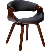 CLP Foley Eetkamerstoel - Met armleuning - Houten frame - walnoot/zwart Kunstleer
