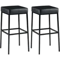CLP Set van 2 barkrukken Montreal, met beklede zitplaatsen en voetsteun | Kleur: zwart, frame: zwart