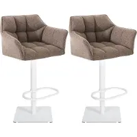 CLP Set van 2 barkrukken Damaso, bekleed met stof, draaibaar en in hoogte verstelbaar, draagvermogen tot 240 kg | Kleur: terracotta, frame: wit