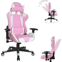 Vdd Kantoelstoel, gaming stoel Thomas - Racing gaming stoel - roze wit