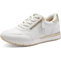 Tamaris Comfort leren dames sneakers wit goud maat 37