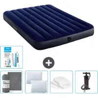 Intex Luchtbed - Twijfelaar - 137 x 191 x 25 cm - Blauw - Inclusief Hoeslaken - Kussen - Pomp - Reparatieset en Kussenbeschermer