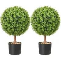 Vevor 2x Buxusbol Kunst 559mm Tuindecoratie Buxus in Bloempot Kunstbuxusbol Kunstplant gemaakt van PE