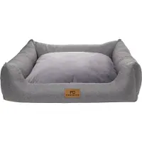 Ferocity - Hondenbed M 60x55 cm Gemakkelijk schoon te maken - Omkeerbaar kussen - Cordura en fluweel - Grijs