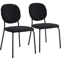 Oviala - Set van 2 stoelen in staal en zwarte stof - Lya