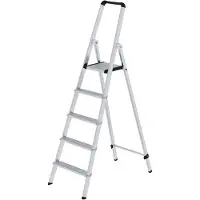 Munk trapladder, aluminium, 80 mm treden, max. 150 kg, antislip, conische geleiding, 235 mm stapafstand, 70° helling, 5 treden