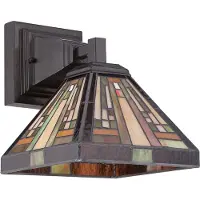 QUOIZEL Tiffany wandlamp Stephen, dimbaar, multicolor, Woon-/ Eetkamer, Glas, Tiffany, Wandlamp