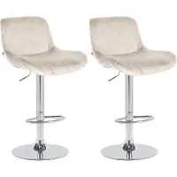CLP Solon Set van 2 barkrukken - met rugleuning - in hoogte verstelbare - draaibaar - chroom frame - chroom/creme
