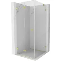 Mexen Lunar-F inklapbare douchecabine links 100 x 100 , transparant, goud geborsteld - 836-100-100-55-00-L
