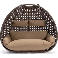 HOME DELUXE Mand hangstoel Polyrattan TWIN - Bruin - Met kussens + ketting