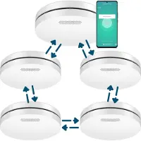 Aroha Smart Connect & Link rookmelder, verbonden met Wi-Fi - 10 jaar batterijduur - Rookmelder met app (Tuya & Smartlife) - Set van 5