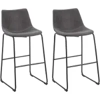 Beliani FRANKS - Barkruk - Grijs - Polyester