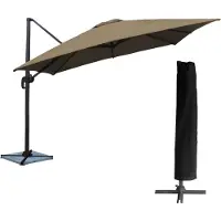 Happy Garden Offset parasol MOLOKAI vierkant 3x3m taupe + hoes