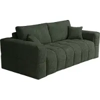 Vente-unique Driezitsslaapbank express in groene teddystof - Slaapoppervlak 140 cm - Matras 20 cm ISSORO