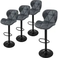 ML-Design Set van 4 barkrukken Leah kunstleer | kunstleer grijs 41x110x47 cm barkrukken | NADUVI
