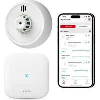 X-Sense Slimme hittemelder bundel met WiFi - 1 XH02-M hittemelder en SBS50 Base Station - 7 jaar batterij – Keukenmelder - Werkt via app - Link+ Pro - Brandalarm – Warmtemelder