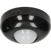 ORNO PIR bewegingssensor binnen voor lamp - Bewegingsmelder plafond - Motion sensor 360° - Doorgangsmelder 2000 Lux - Zwart