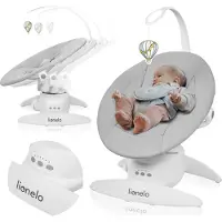Lionelo Babywipper Iris, 360 graden, geschikt vanaf de geboorte, 12 slaapliedjes, lichtgewicht en geruisloos, kleur: grijs beton
