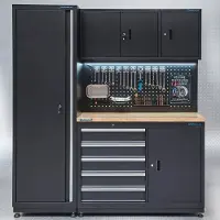 Datona Werkbank garage 120 cm met smalle werkplaatskast - Zwart