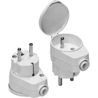 AWTOOLS - Haakse Stekker met Stopcontact - Wit - 10 stuks - Veiligheid