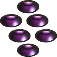 LEDVION – 6x Smart LED Inbouwspot Rond Ø85mm – Zwart – 4.9W – GU10 – RGB+CCT – IP20