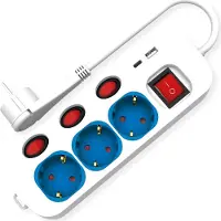 Roline 3-voudige stekkerdoos met schakelaar, USB oplader A+C, 1,5 m