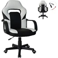 Vdd Bureau stoel Thomas Junior - Gaming stoel, race design - in hoogte verstelbaar - zwart en wit