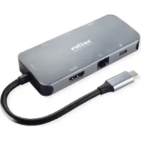 Roline USB-C Multiport Docking Station, 4K HDMI, USB-A, USB-C, PD, LAN