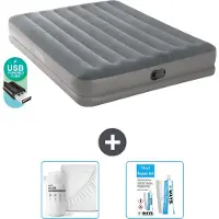 Intex Luchtbed - 2-Persoons - 152 x 203 x 30 cm - Grijs - Inclusief pomp - Hoeslaken en Reparatieset