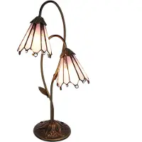 Clayre & Eef Tiffany tafellamp, 61 cm, bruin, roze, polyresin