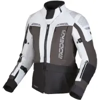 Modeka Hydron waterdichte damesmotorfietsjas, lichtgrijs/donkergrijs/zwart, maat 36