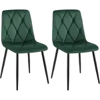 CLP Clairton Set van 2 Eetkamerstoelen - klassiek - met zwart metalen frame - Belastbaar tot 150 kg - fluweel - Velvet - Fluweel/groen