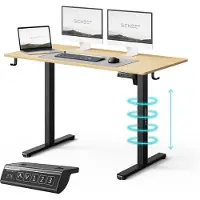 Sense7 NOJO LIGHT - Zit Sta Bureau - 120 cm x 60 cm - Elektrisch bureau - Verstelbare bureau - Elektrische Hoogteverstelling, Hoogte 72-118 cm, Intelligent Bedieningspaneel, Lichtbruin-zwart