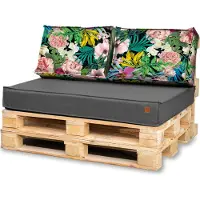 Blomster Outdoor - Tuinkussens Set voor Palletmeubels - Waterafstotend - Europallet - 120x80x15 cm