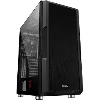 Modecom VOLCANO AMIRANI, zwarte, midi-tower pc-behuizing, 380 mm ruimte voor GPU, 3x ARGB-ventilatoren, voorpaneel met mesh, gehard glas, ATX, zwart