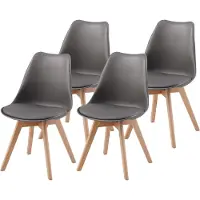 Albatros Eetkamerstoelen Aarhus in Set van 4, Grijs / Beuk - massief Beuk poten - comfortabele kuipstoel, Scandinavisch retro design - elegante keukenstoel, eetkamerstoel of eettafelstoel