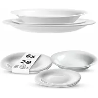 Kadax servies voor 2 personen, 6-delig, servies met soepbord, dessertbord en dinerbord, eetgerei, servies, bordservies (wit XL)