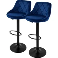 ML-Design Set van 2 barkrukken Holly velvet | fluweel blauw 37x106x47 cm barkrukken | NADUVI