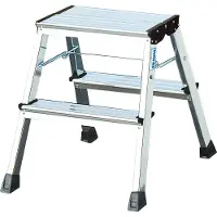 Krause Rolly dubbele inklapbare trap, 2 x 2 treden, aluminium kleur