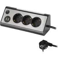 MaxTrack bureau stekkerdoos met 3 contacten en 2x USB / zwart - 1,5 meter