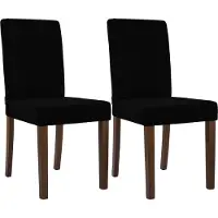 CLP Ina Set van 2 eetkamerstoelen - klassiek - met rugleuning - hout - corduroy - ribstof - antiek donker/zwart